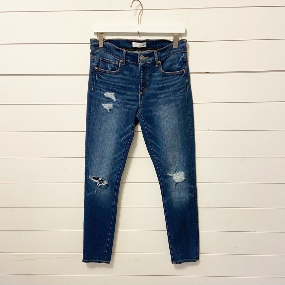 LOFT | Modern Skinny Mid rise Distressed Jeans Size 27/4